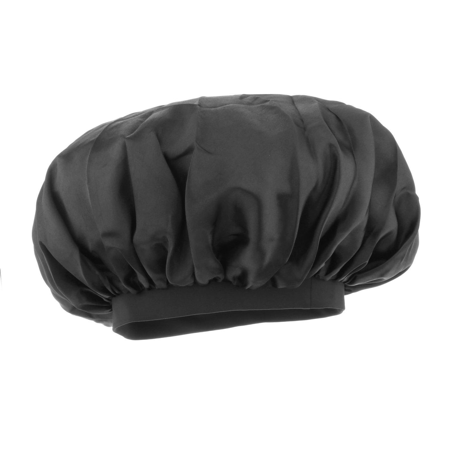 Satin Women Sleep Cap Night Wrap Elastic Sleeping Bonnet Black