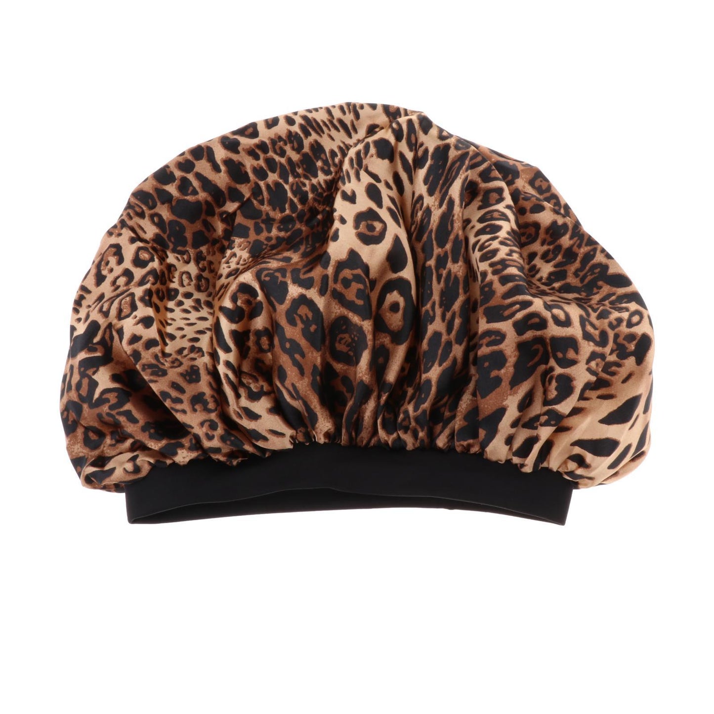Satin Women Sleep Cap Night Wrap Elastic Sleeping Bonnet Leopard