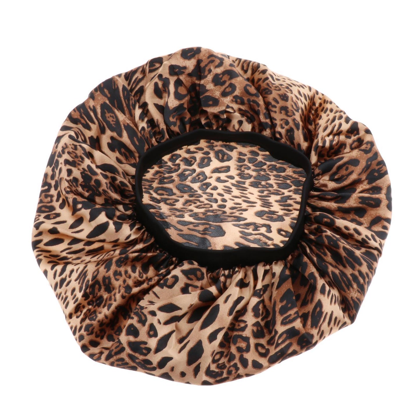 Satin Women Sleep Cap Night Wrap Elastic Sleeping Bonnet Leopard