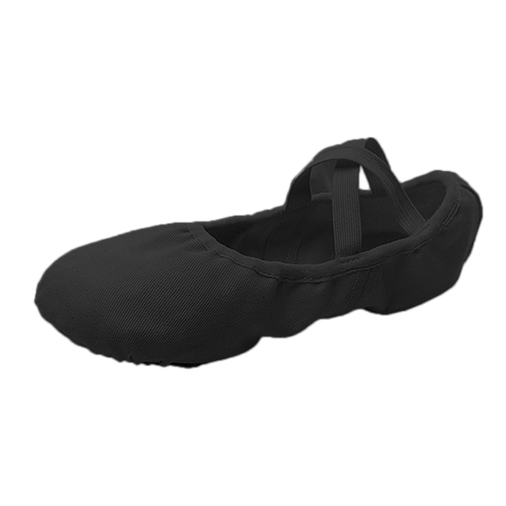 Canvas Ballet Slipper Split-Sole Shoes Fitness Gymnastics Flats Black_34
