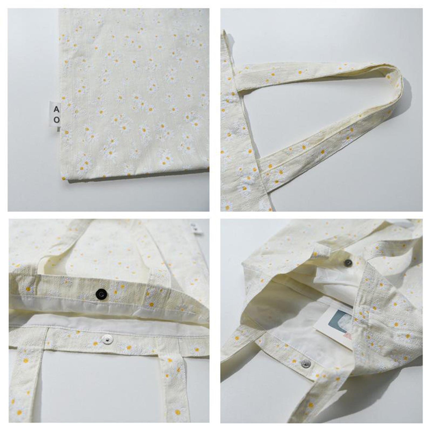 Shopping Shoulder Tote Shopper Bags Cotton Canvas Daisy Satchel Bag Style 2