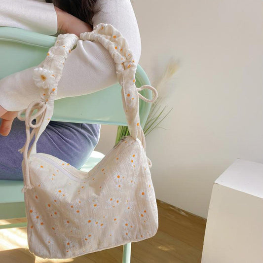 Shopping Shoulder Tote Shopper Bags Cotton Canvas Daisy Satchel Bag Style 3