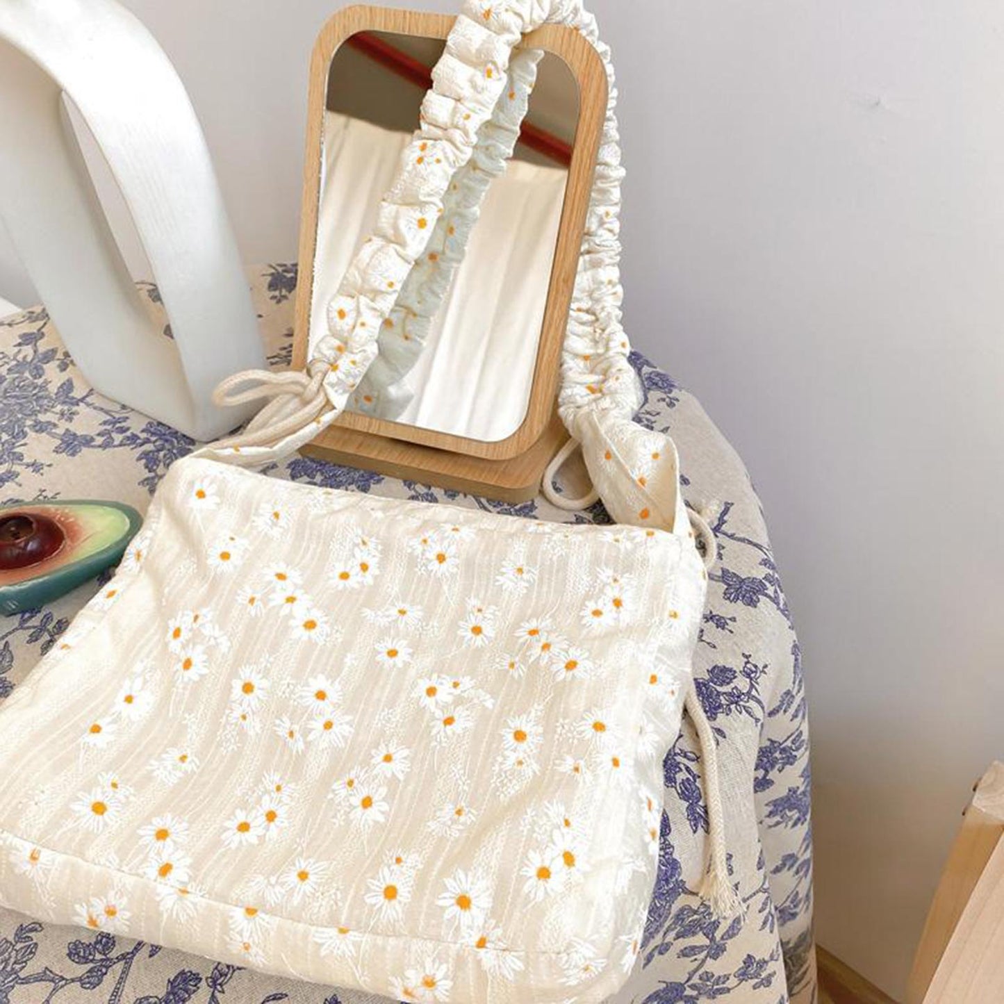Shopping Shoulder Tote Shopper Bags Cotton Canvas Daisy Satchel Bag Style 3