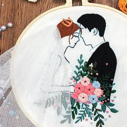 Needle Embroidery Kit with Basic Tools Wedding Valentine's Day Decoration A
