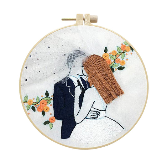 Needle Embroidery Kit with Basic Tools Wedding Valentine's Day Decoration B