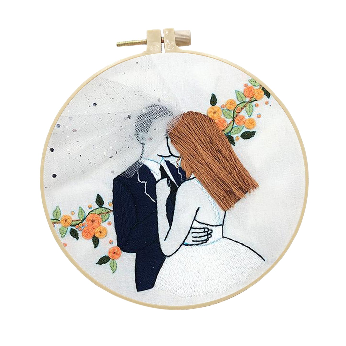 Needle Embroidery Kit with Basic Tools Wedding Valentine's Day Decoration B