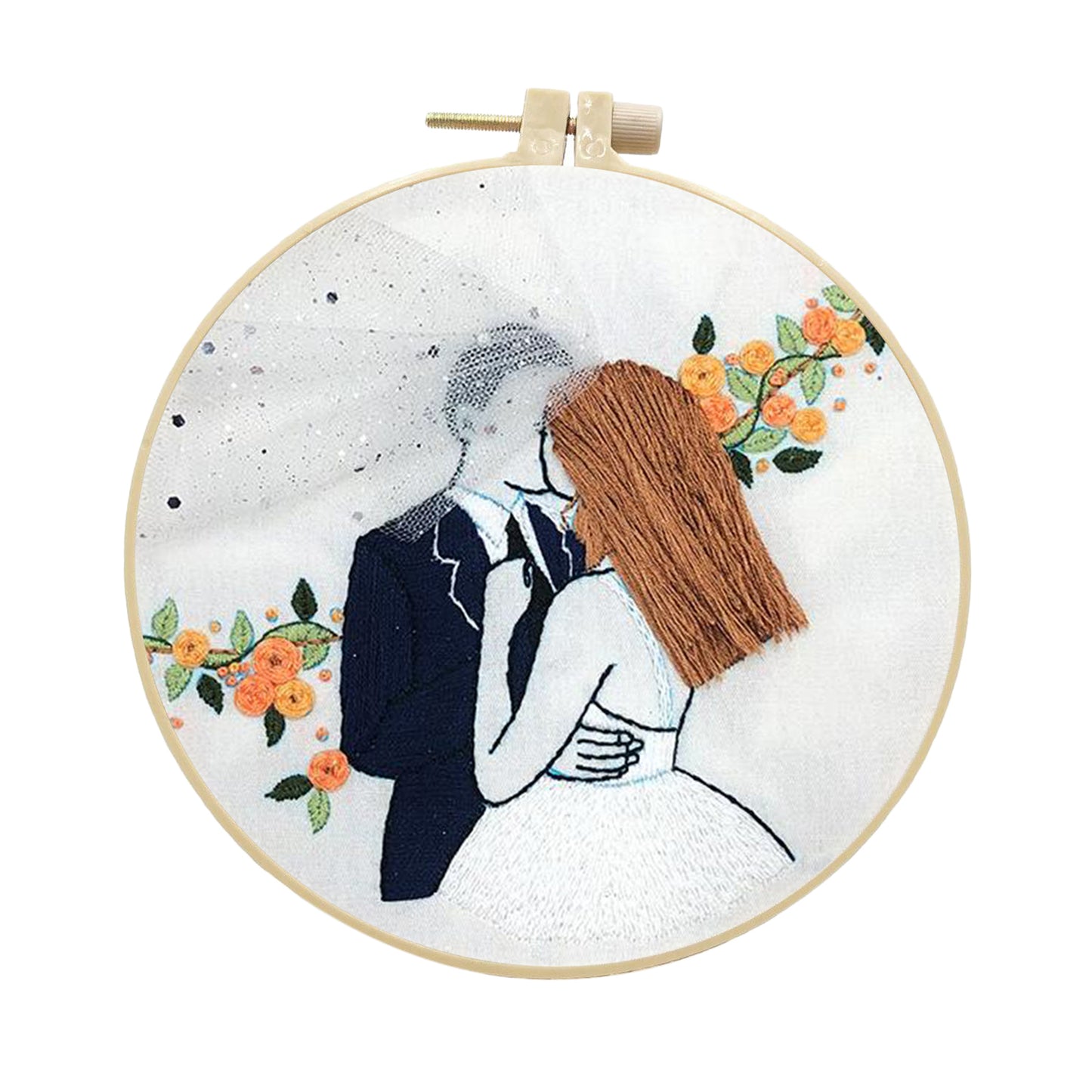 Needle Embroidery Kit with Basic Tools Wedding Valentine's Day Decoration B