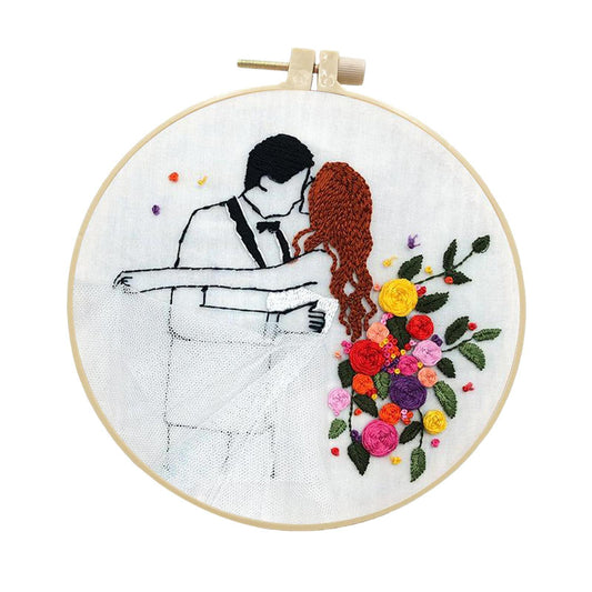 Needle Embroidery Kit with Basic Tools Wedding Valentine's Day Decoration C