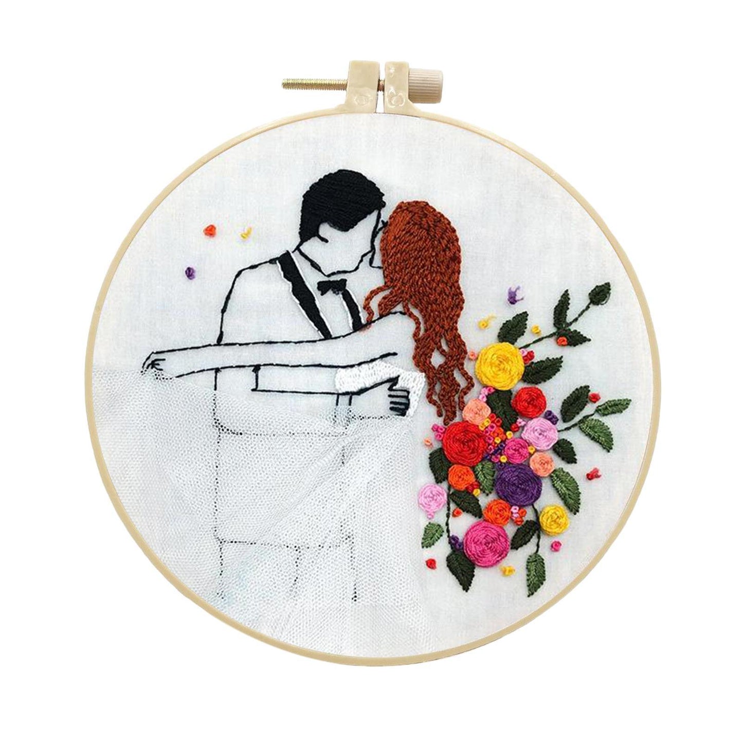 Needle Embroidery Kit with Basic Tools Wedding Valentine's Day Decoration C