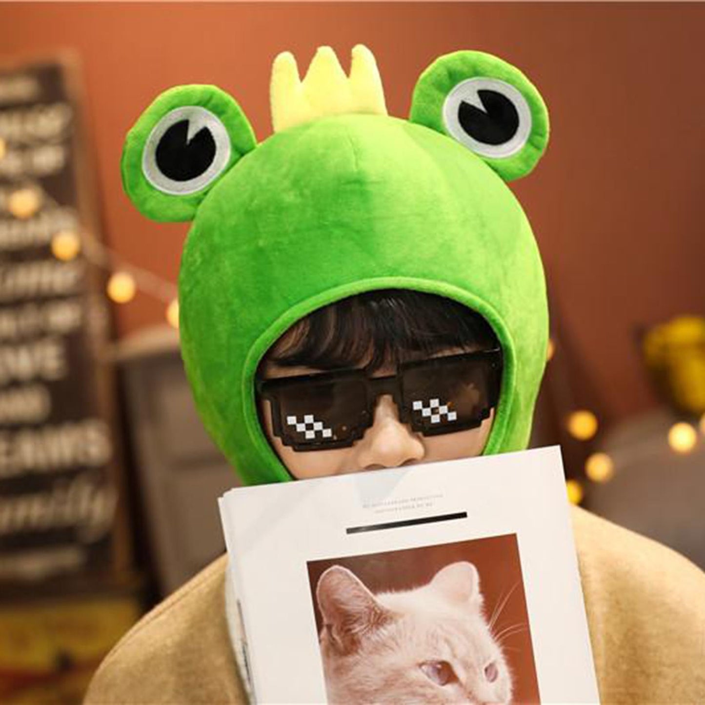 Cute Men Women Frog Hat Crochet Crown Hat Costume Beanie Hats Cap Cosplay