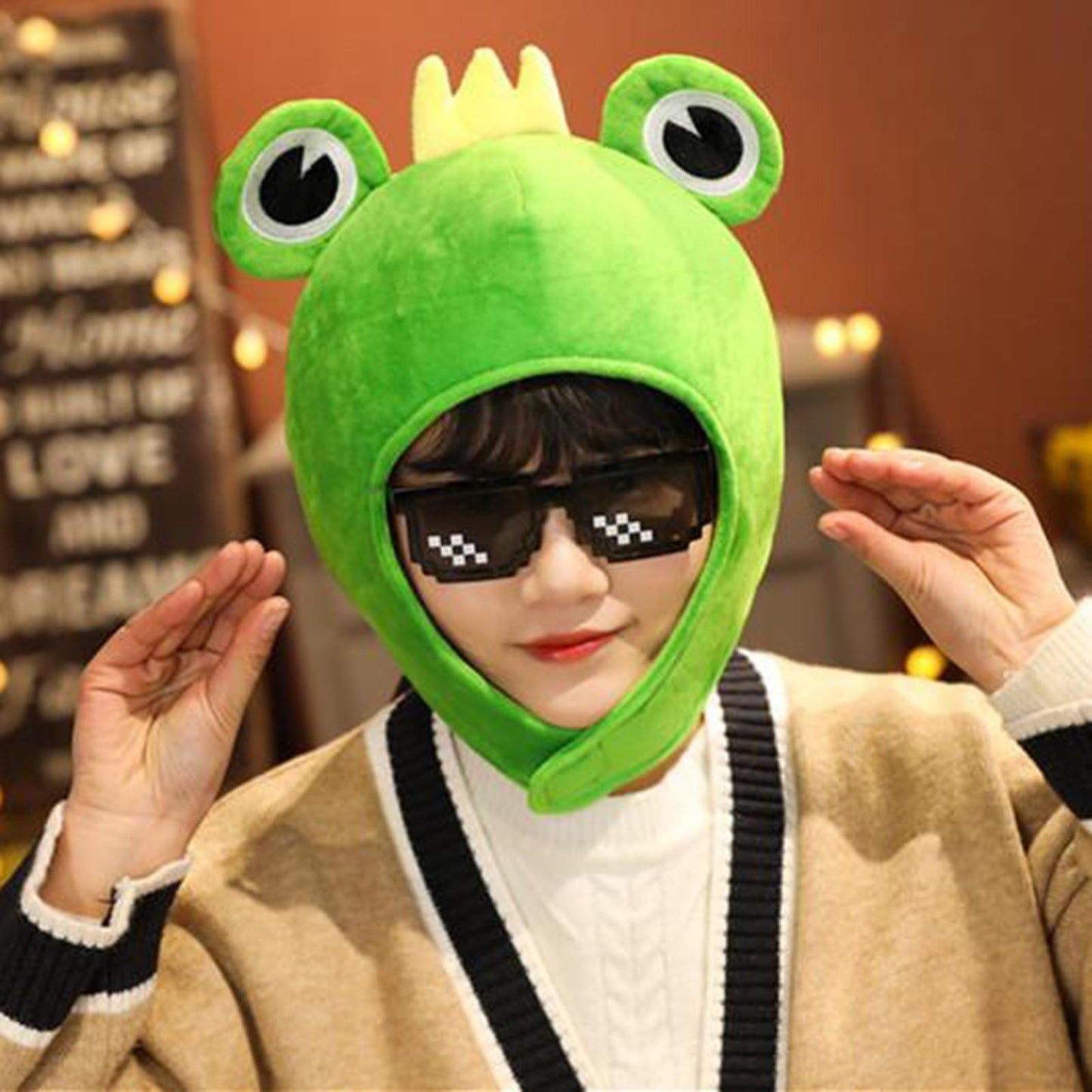 Cute Men Women Frog Hat Crochet Crown Hat Costume Beanie Hats Cap Cosplay