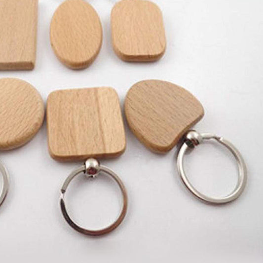 25x Blank Wood Keychain Key Rings Tags Charms Handbag Purse Hanging Pendants