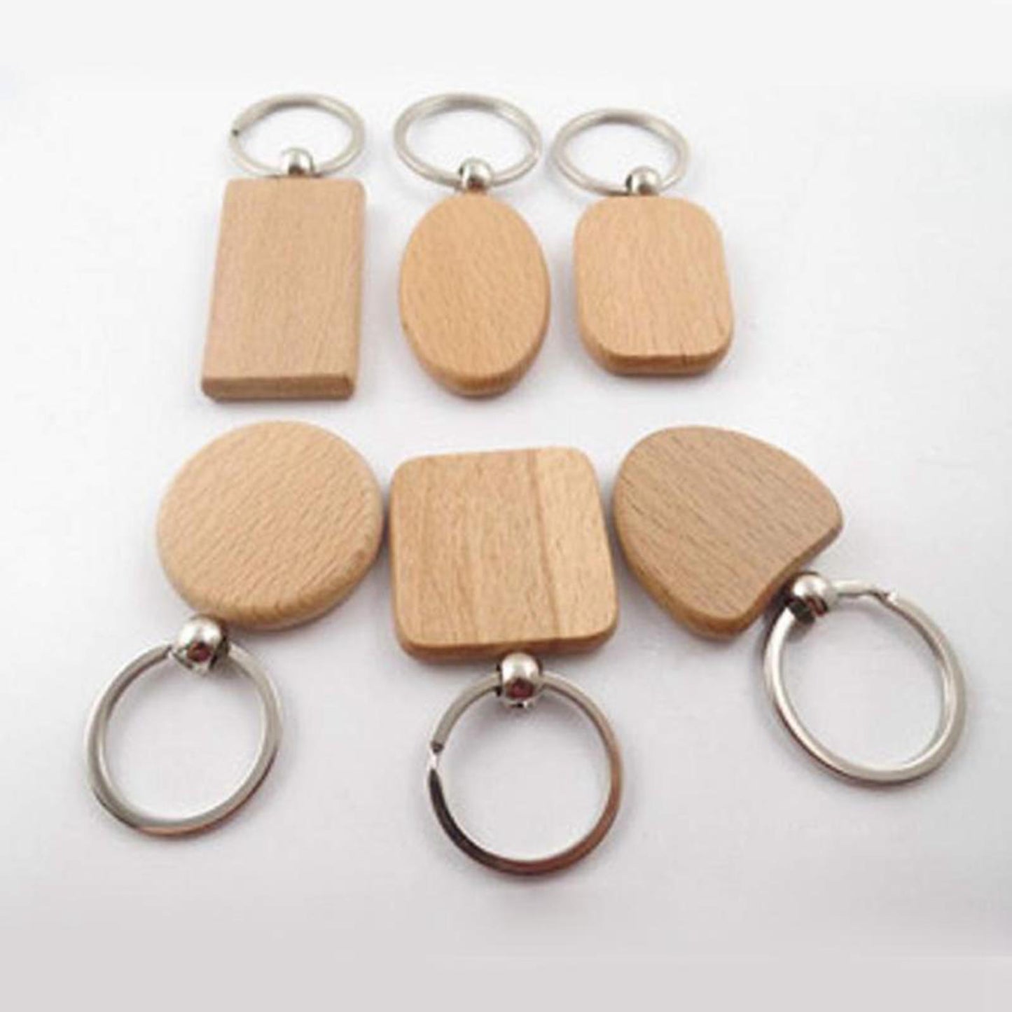 25x Blank Wood Keychain Key Rings Tags Charms Handbag Purse Hanging Pendants