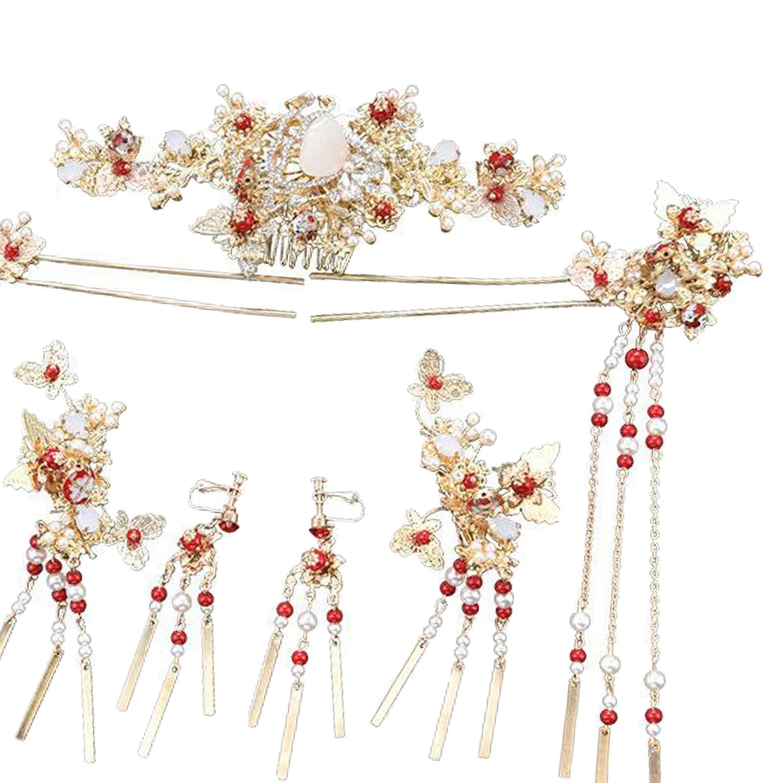 Traditional Chinese Golden Hairpin Head Jewelry Bridal Corolla Decoration