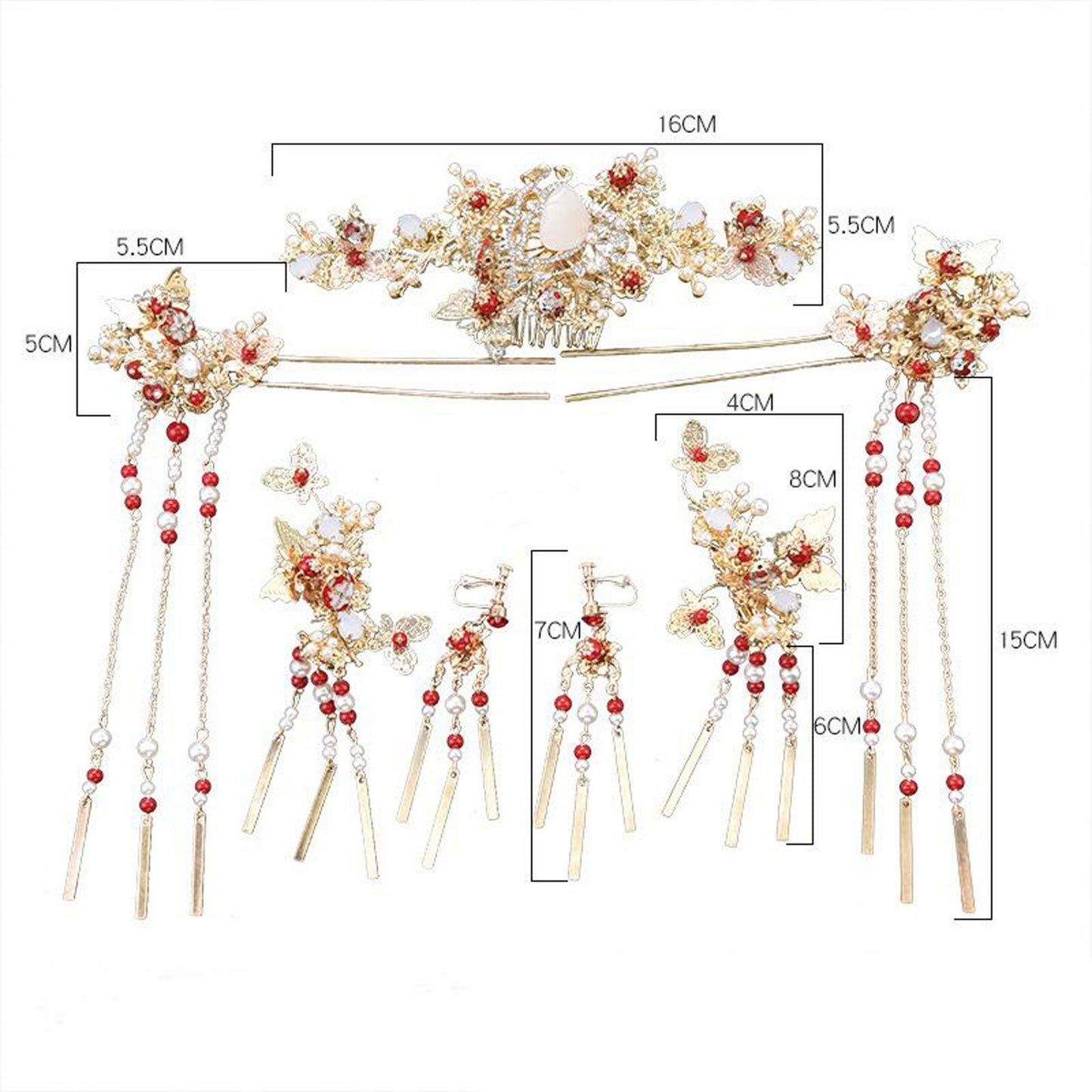 Traditional Chinese Golden Hairpin Head Jewelry Bridal Corolla Decoration