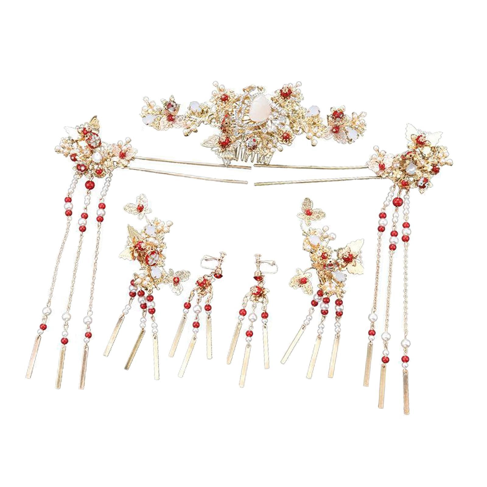 Traditional Chinese Golden Hairpin Head Jewelry Bridal Corolla Decoration