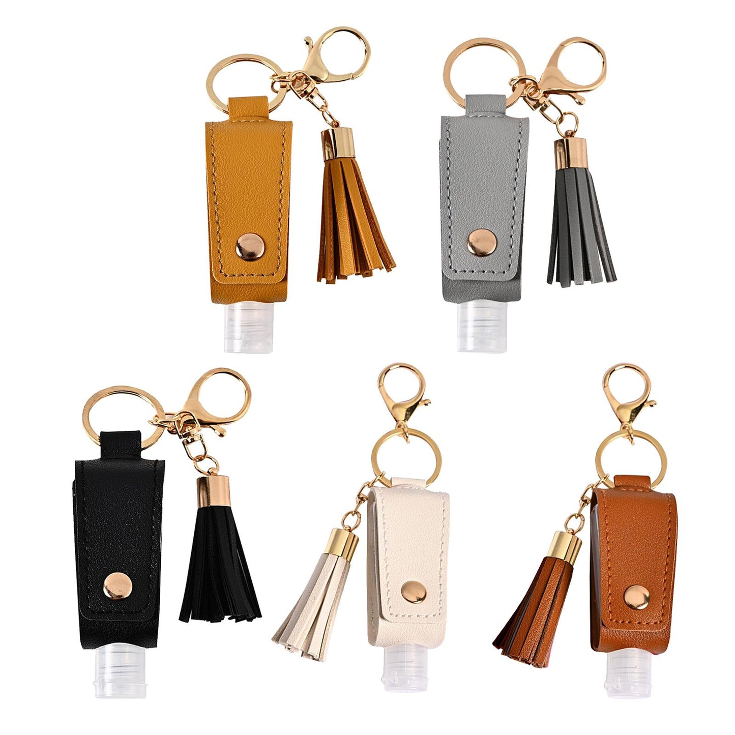30ML Empty Bottle Refillable Hands Sanitizer Keychain Holder Pouch Yellow