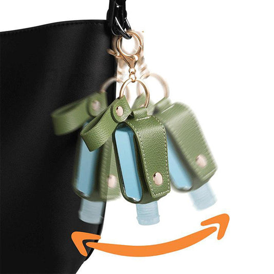 30ML Empty Bottle Refillable Hands Sanitizer Keychain Holder Pouch Grey