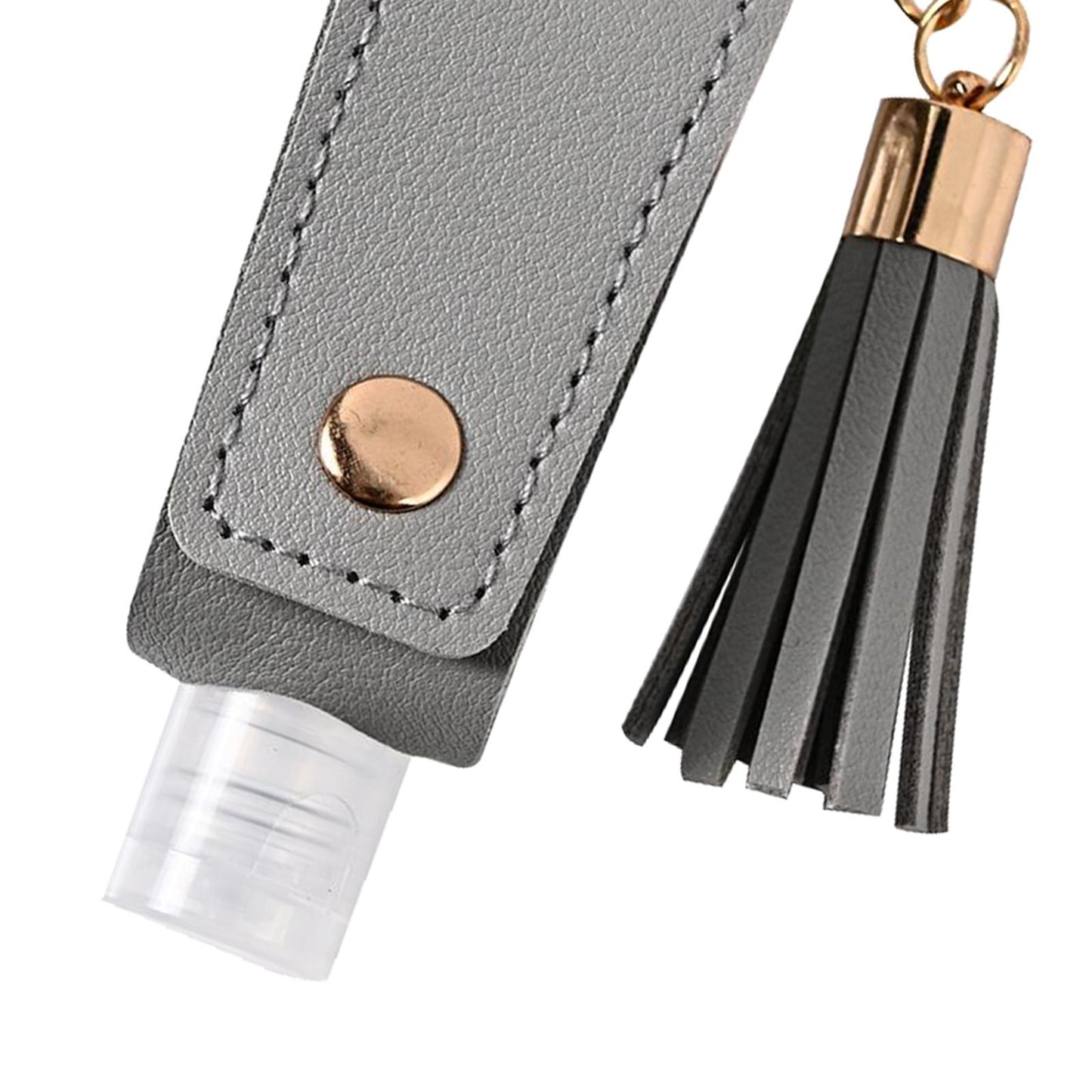 30ML Empty Bottle Refillable Hands Sanitizer Keychain Holder Pouch Grey