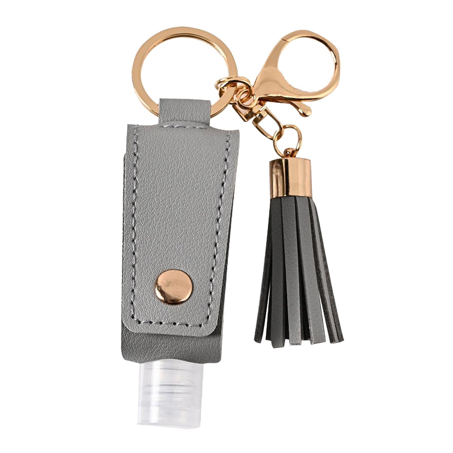 30ML Empty Bottle Refillable Hands Sanitizer Keychain Holder Pouch Grey