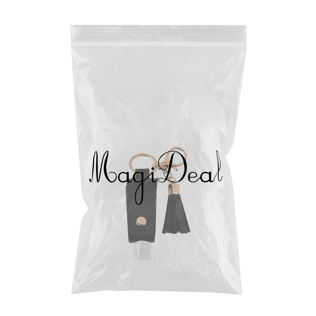 30ML Empty Bottle Refillable Hands Sanitizer Keychain Holder Pouch Black