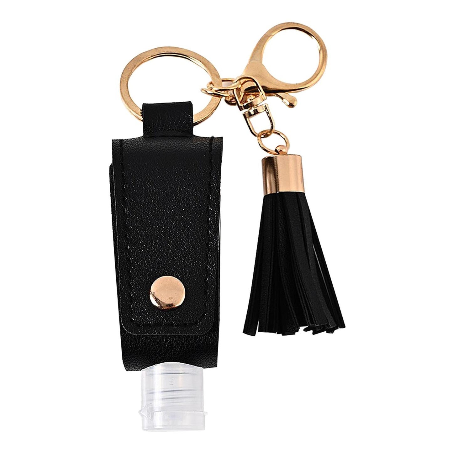 30ML Empty Bottle Refillable Hands Sanitizer Keychain Holder Pouch Black