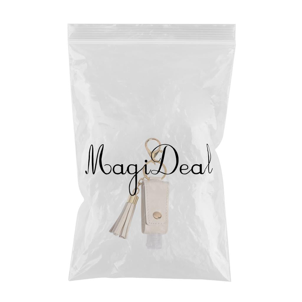 30ML Empty Bottle Refillable Hands Sanitizer Keychain Holder Pouch Beige