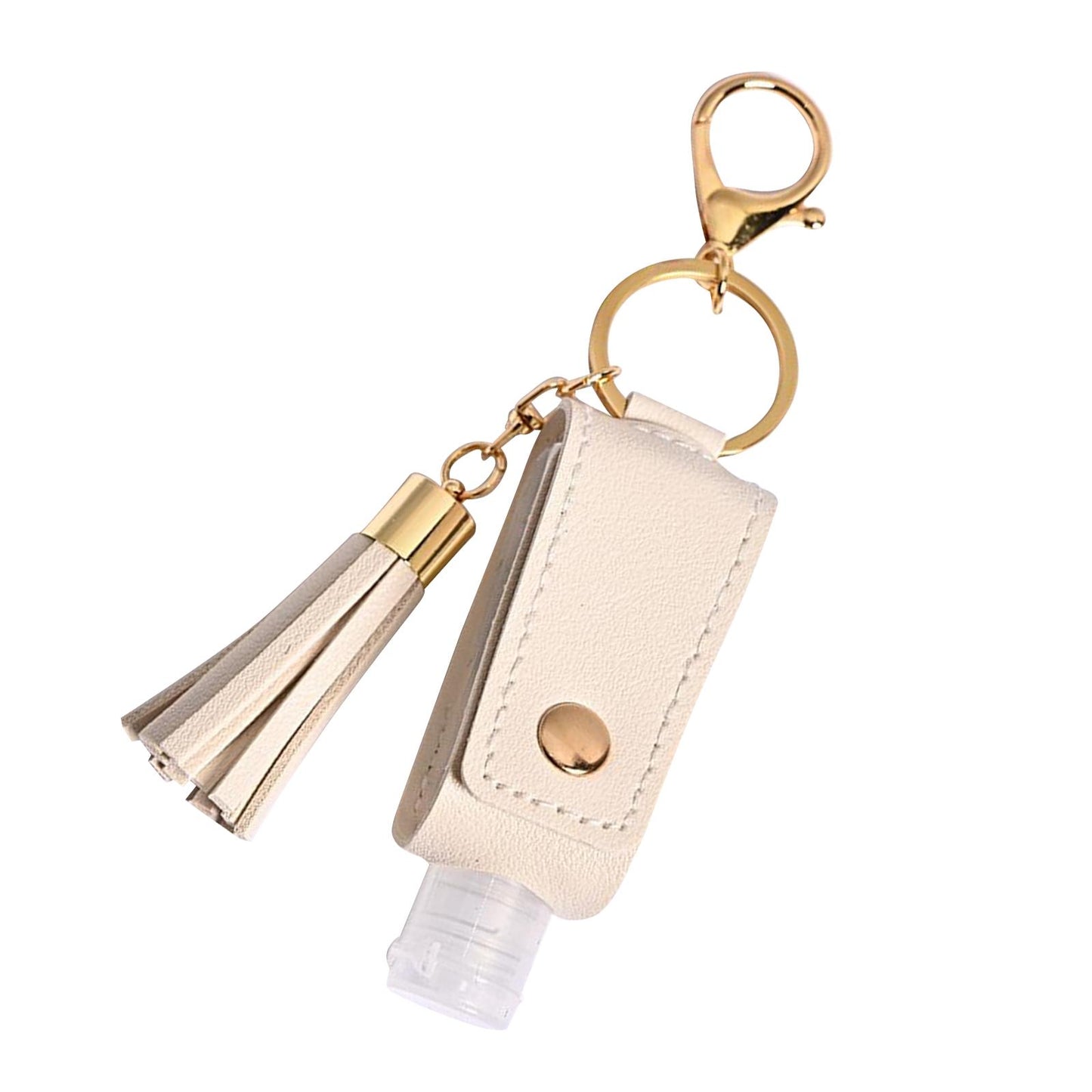 30ML Empty Bottle Refillable Hands Sanitizer Keychain Holder Pouch Beige