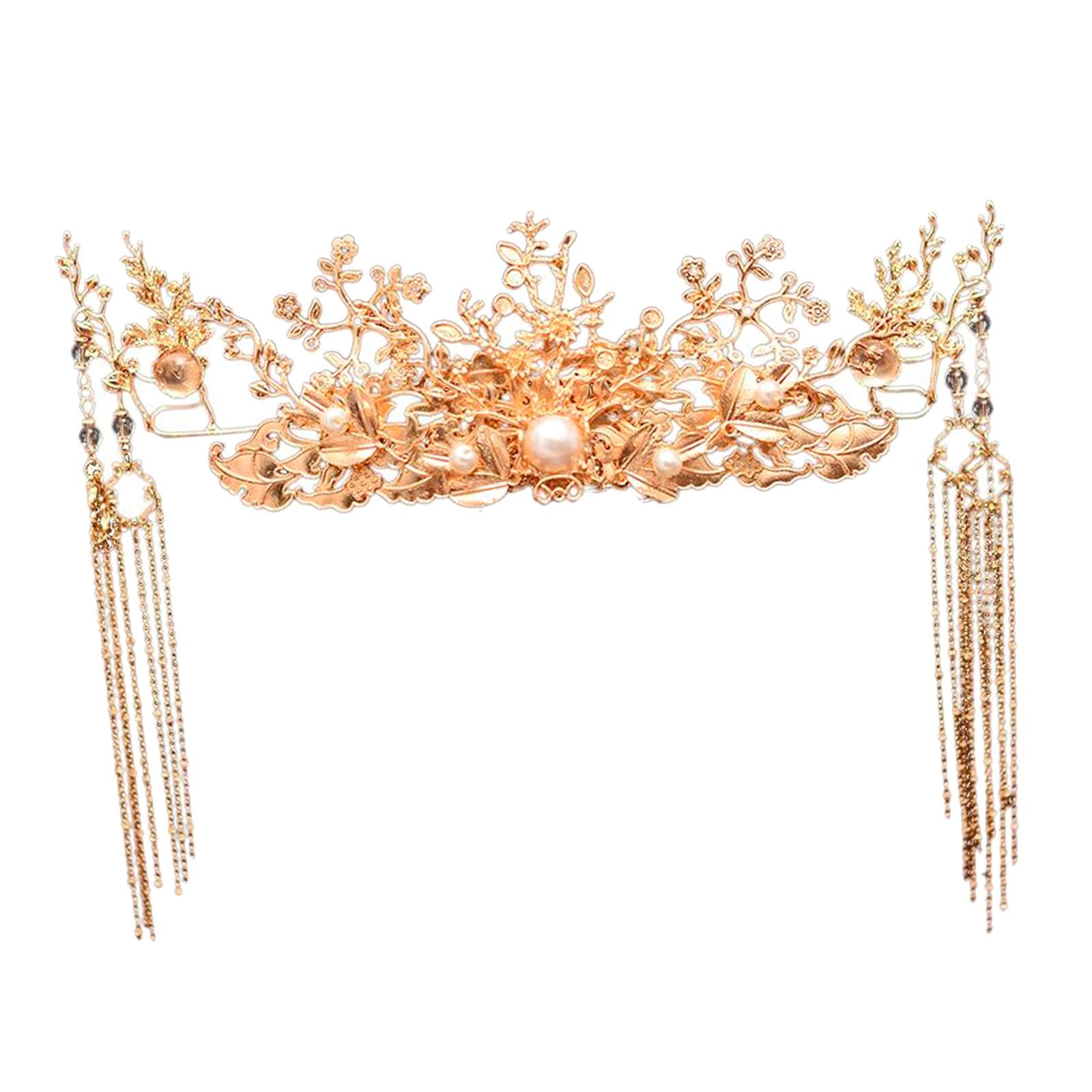 Traditional Chinese Golden Hairpin Head Jewelry Bridal Headdress Accessories