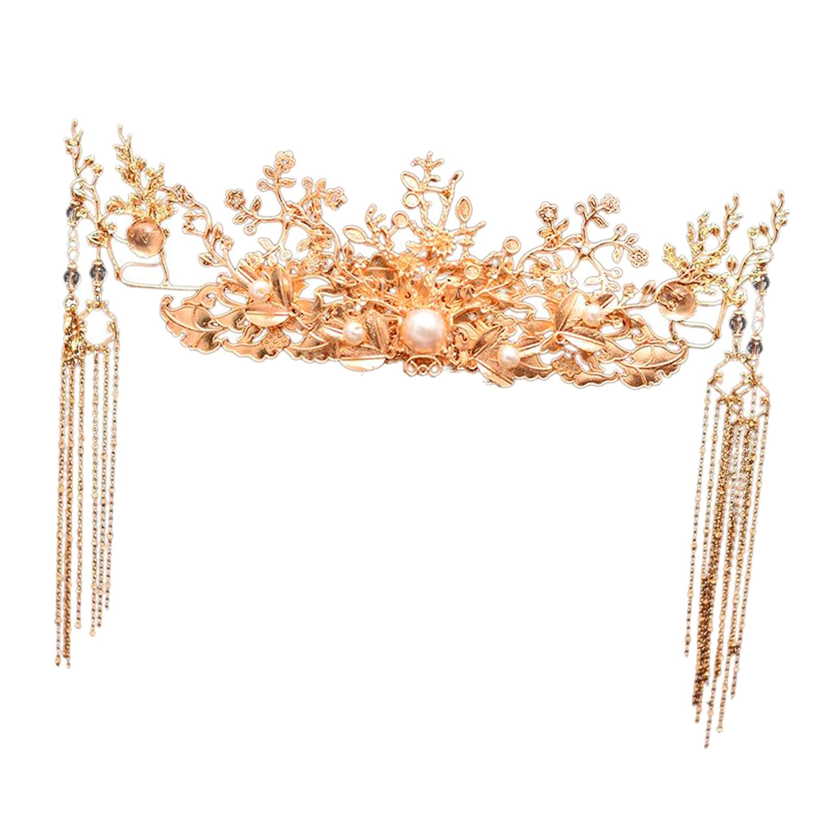 Traditional Chinese Golden Hairpin Head Jewelry Bridal Headdress Accessories