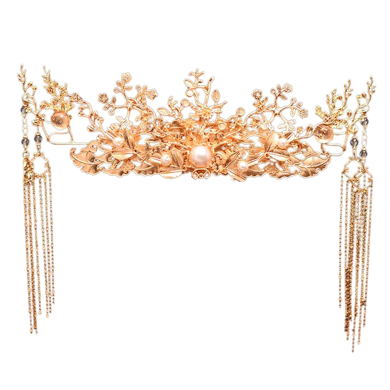 Traditional Chinese Golden Hairpin Head Jewelry Bridal Headdress Accessories