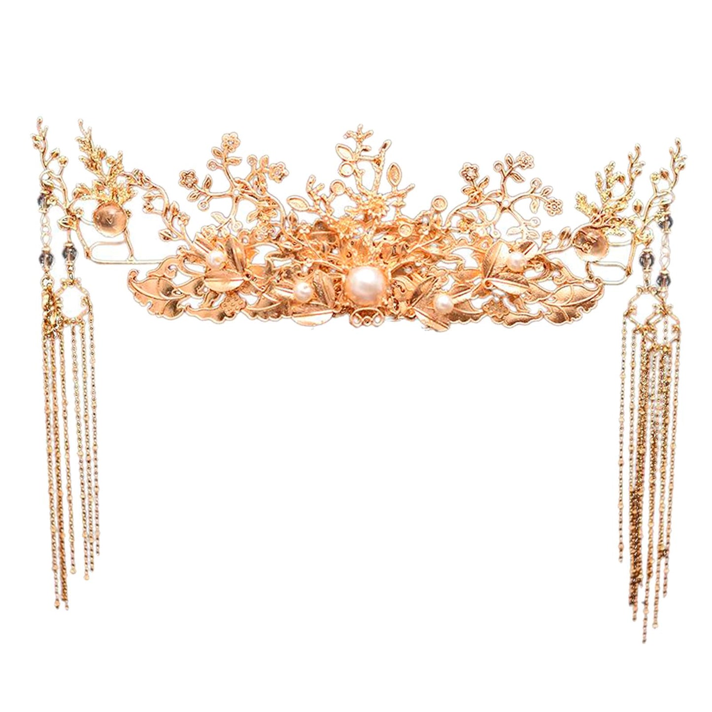 Traditional Chinese Golden Hairpin Head Jewelry Bridal Headdress Accessories