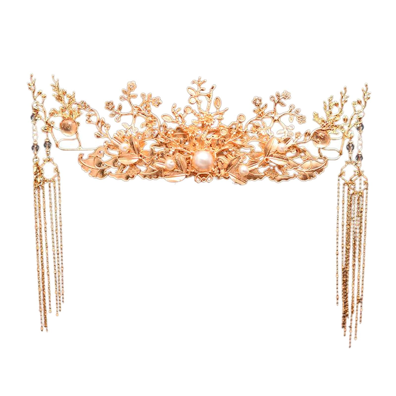 Traditional Chinese Golden Hairpin Head Jewelry Bridal Headdress Accessories