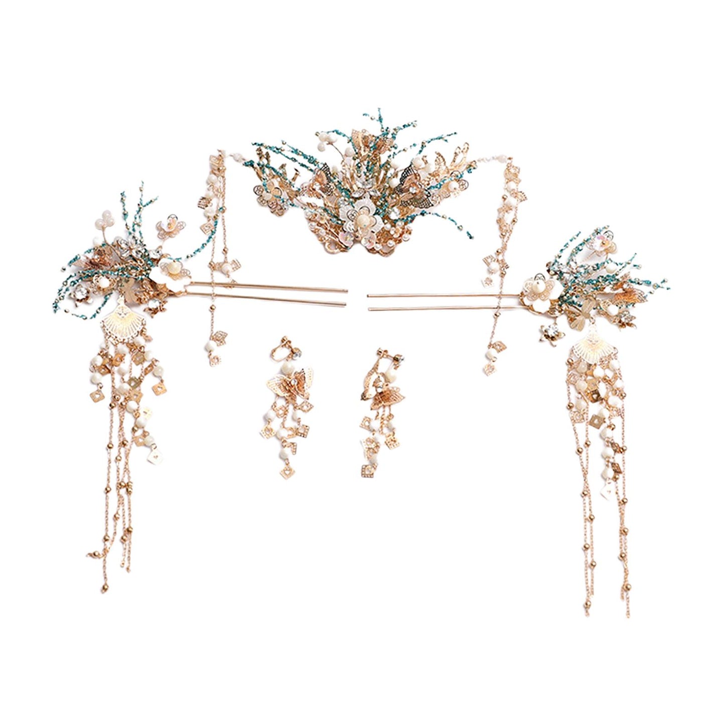 Wedding Flower Traditional HANFU Chinese Hairpin Tassel Headwear Hair Clips