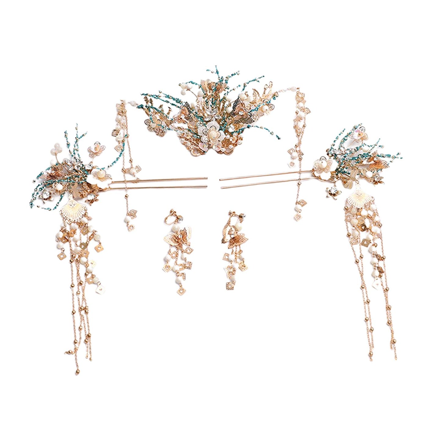 Wedding Flower Traditional HANFU Chinese Hairpin Tassel Headwear Hair Clips