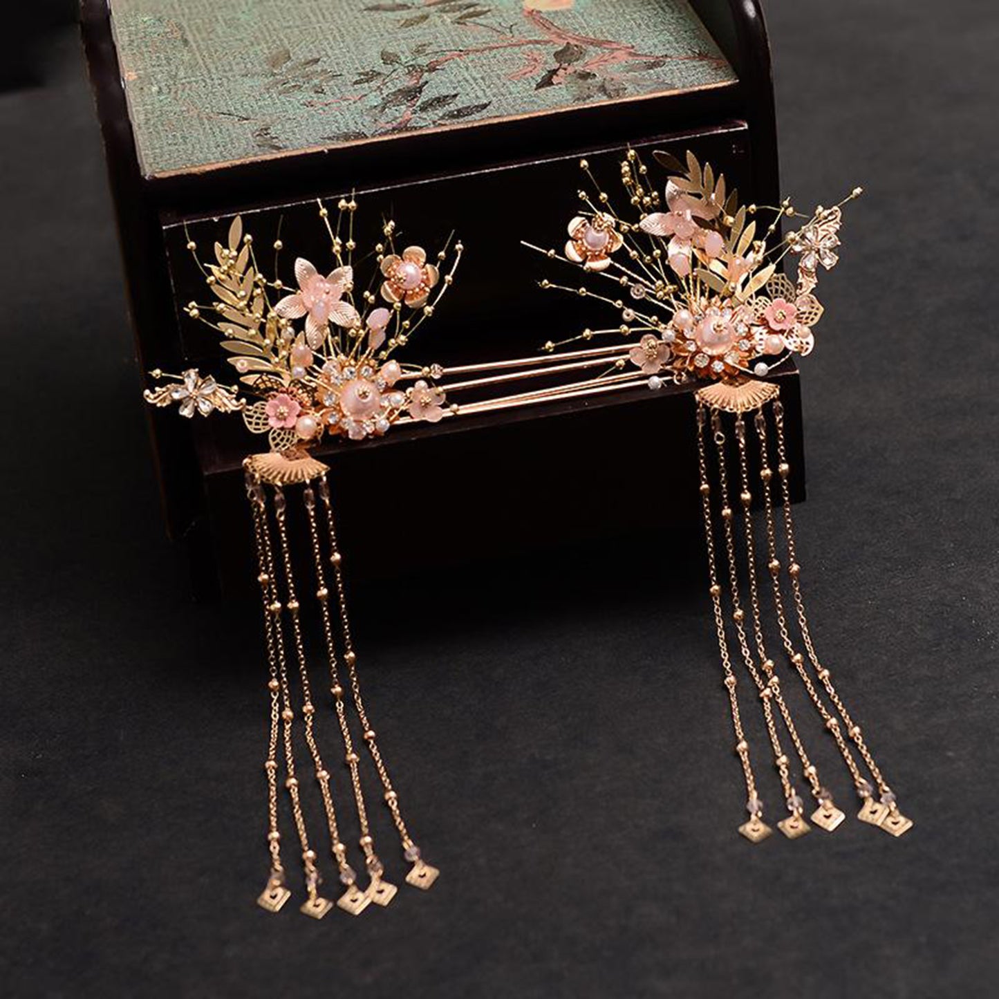Chinese Traditional Flower Tassel Hairpin Hair Clip Hanfu Cosplay Headdress