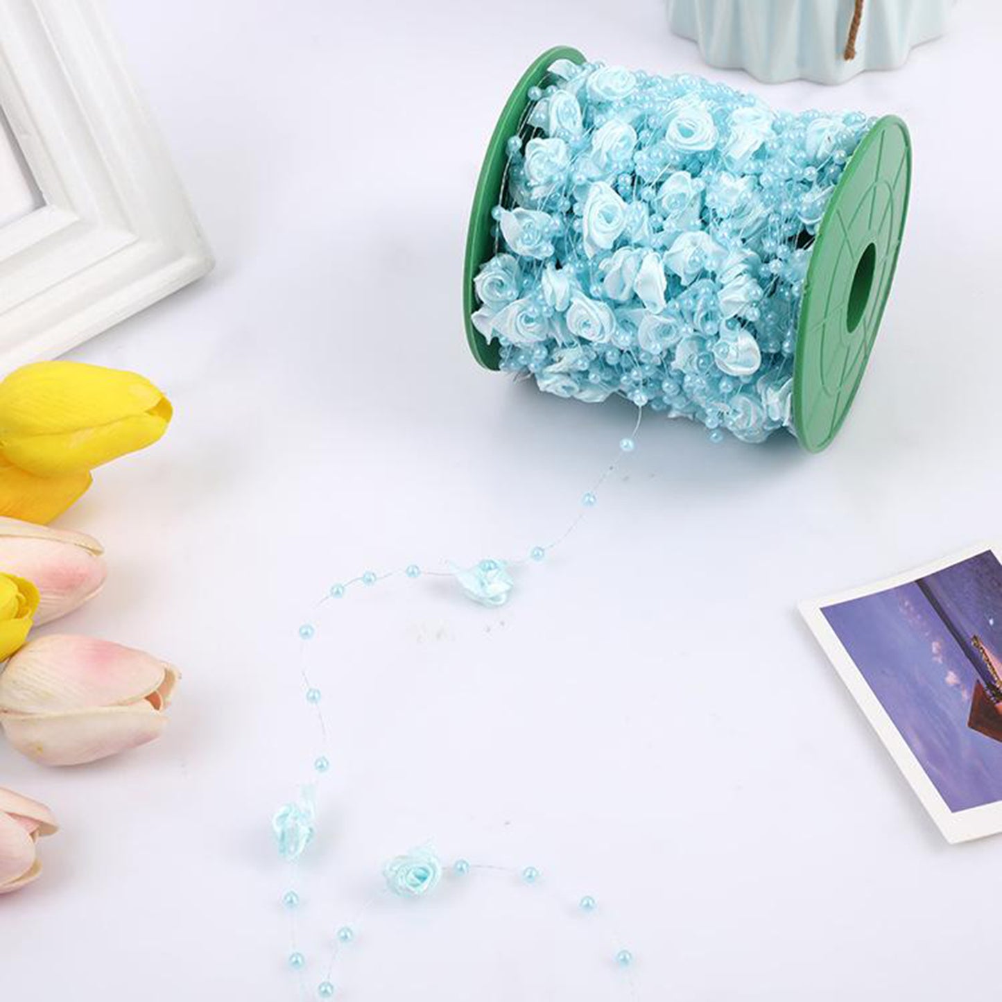 Pearl Garland Beads Chain Trim DIY Wedding Bride Craft Accessories Blue