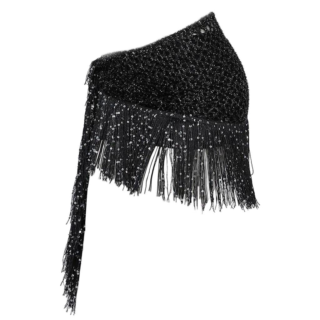 Women Belly Dance Hip Scarf Sequins Dance Belt Tassel Skirt Belt Black