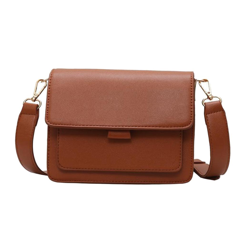 Mini Waterproof PU Leather Small Square Bag Shoulder Bags for Lady Girls Brown