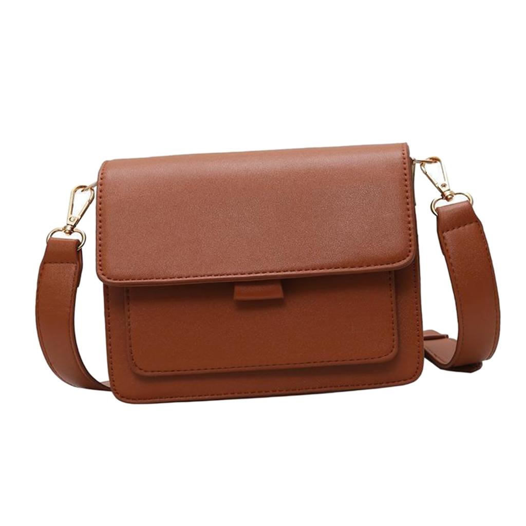 Mini Waterproof PU Leather Small Square Bag Shoulder Bags for Lady Girls Brown