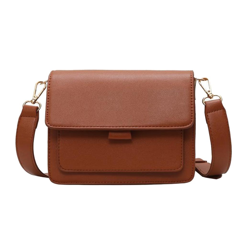 Mini Waterproof PU Leather Small Square Bag Shoulder Bags for Lady Girls Brown
