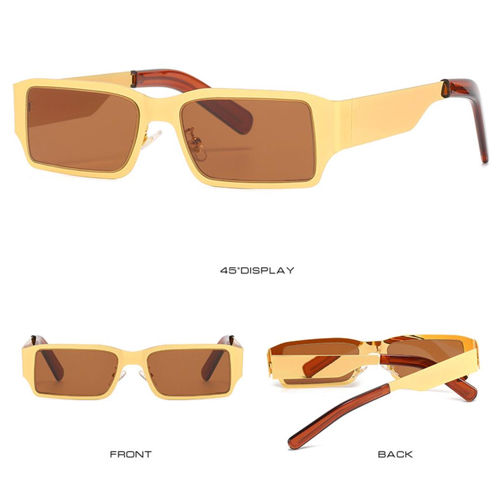 Rectangle Sunglasses Sun Glasses Square Shades Unisex Eyewear Golden_Brown