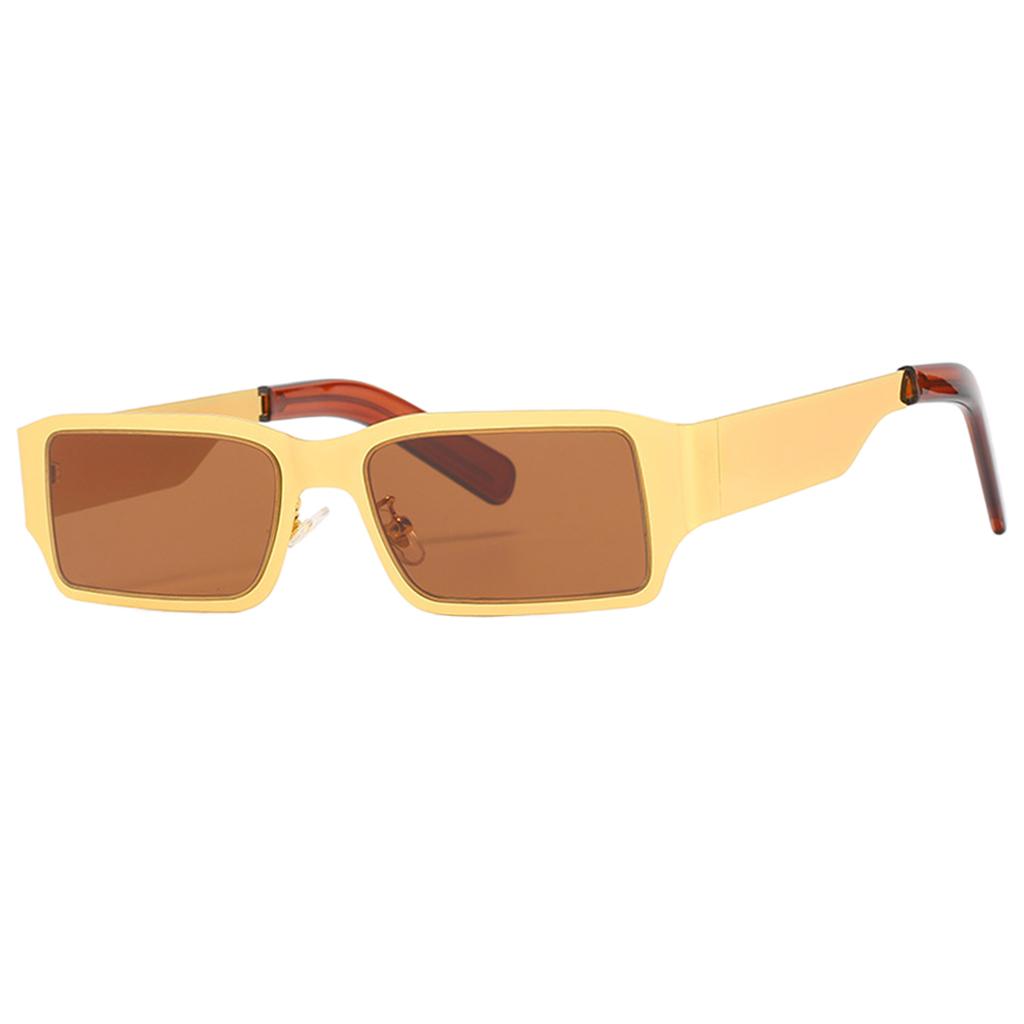 Rectangle Sunglasses Sun Glasses Square Shades Unisex Eyewear Golden_Brown