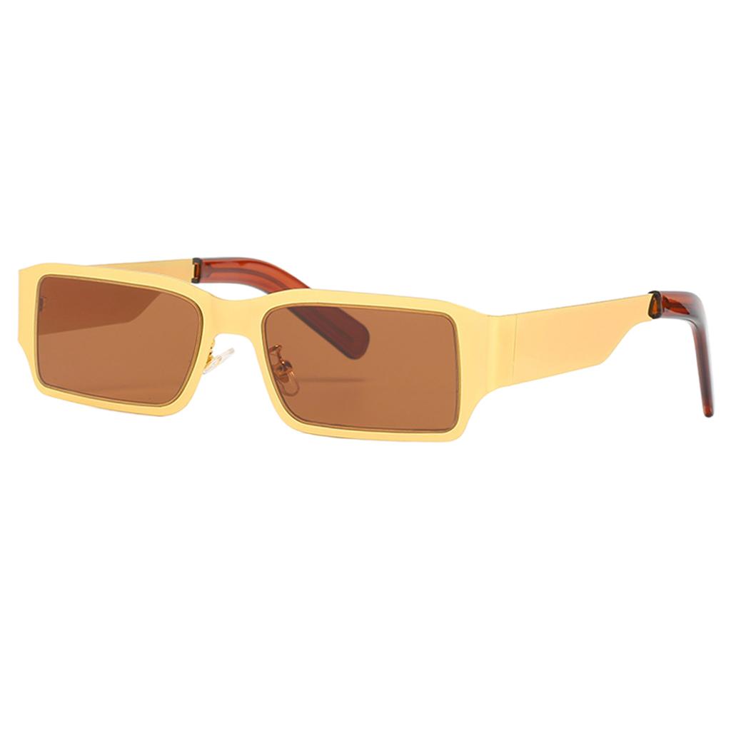 Rectangle Sunglasses Sun Glasses Square Shades Unisex Eyewear Golden_Brown