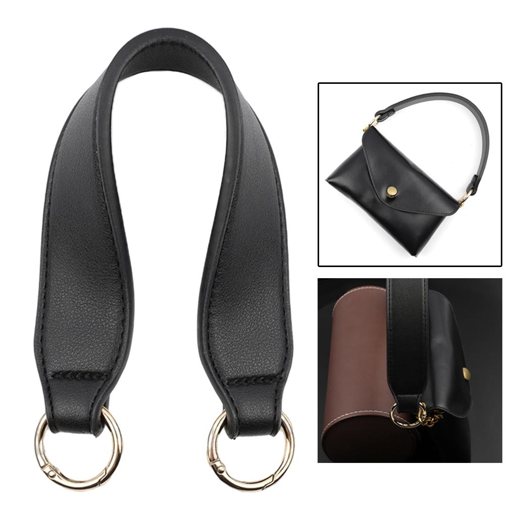 PU Leather Bag Strap Replacement Detachable Tote Handbag Handle Belt Black