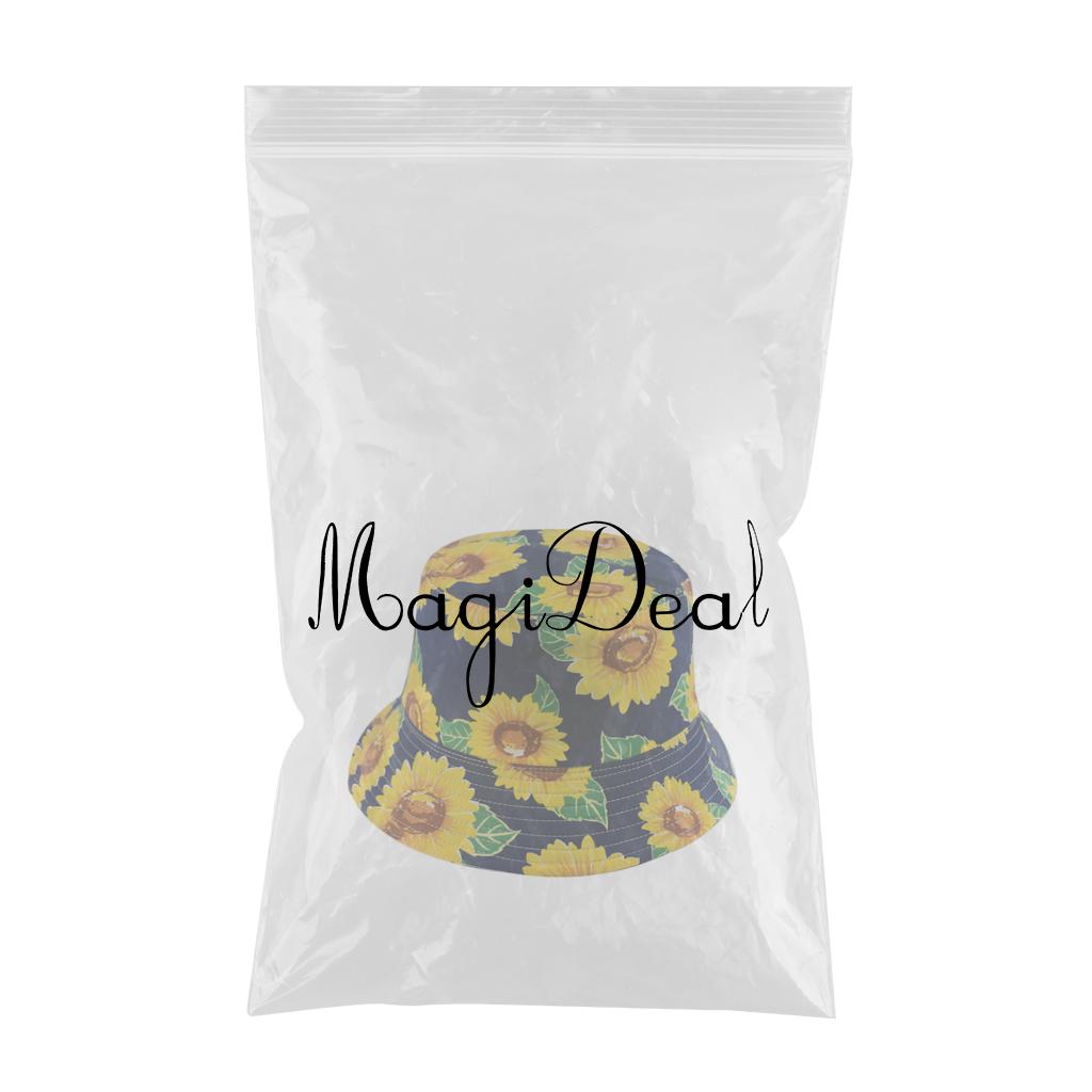 Outdoor Camping Bucket Hat Sunflower Print Hiking Fisherman Hats Ming Blue