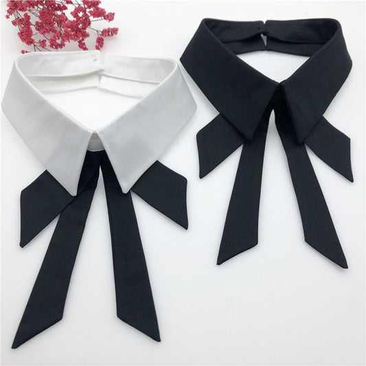Classic Fake Collar Bowknot Shirt Detachable Cardigan Dickey Neckline Black