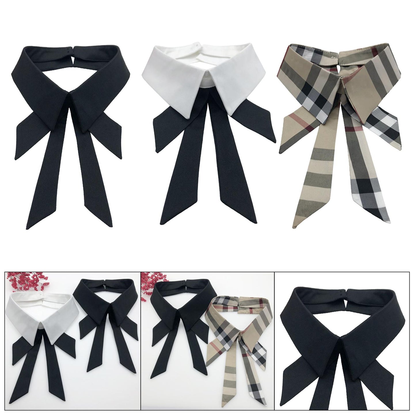 Classic Fake Collar Bowknot Shirt Detachable Cardigan Dickey Neckline Black