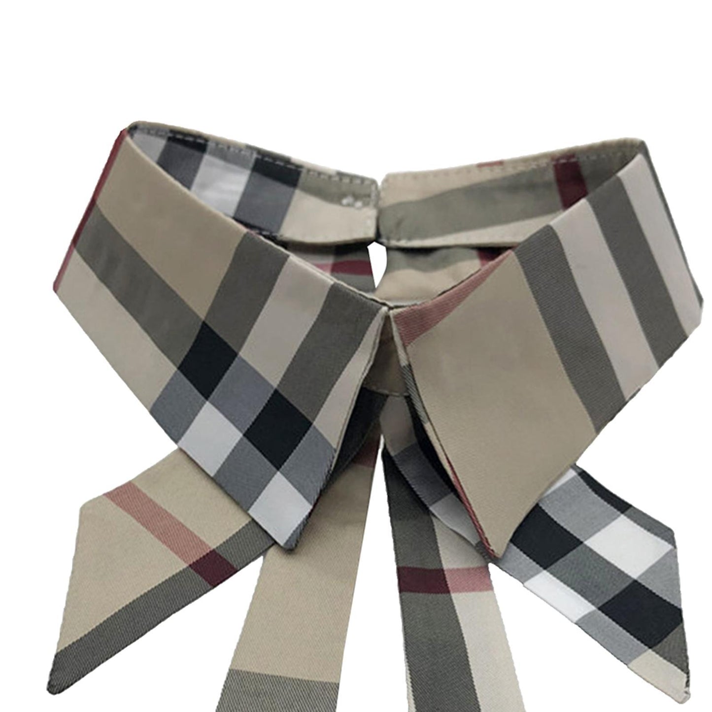 Classic Fake Collar Bowknot Shirt Detachable Cardigan Dickey Neckline Plaid