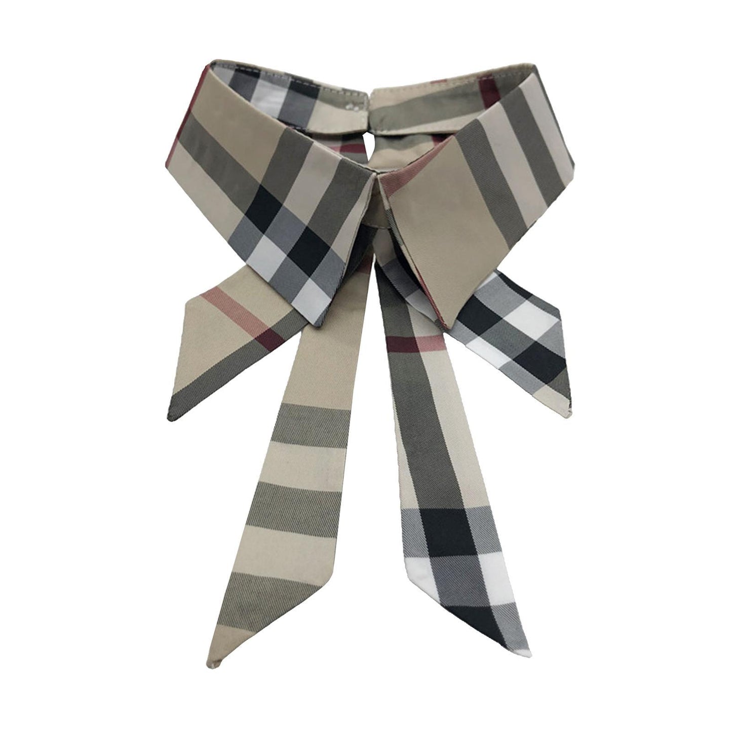 Classic Fake Collar Bowknot Shirt Detachable Cardigan Dickey Neckline Plaid